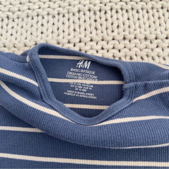 H&M Ribbed Cotton Set Blue/Striped Baby 18 Months - Picture 4 of 5